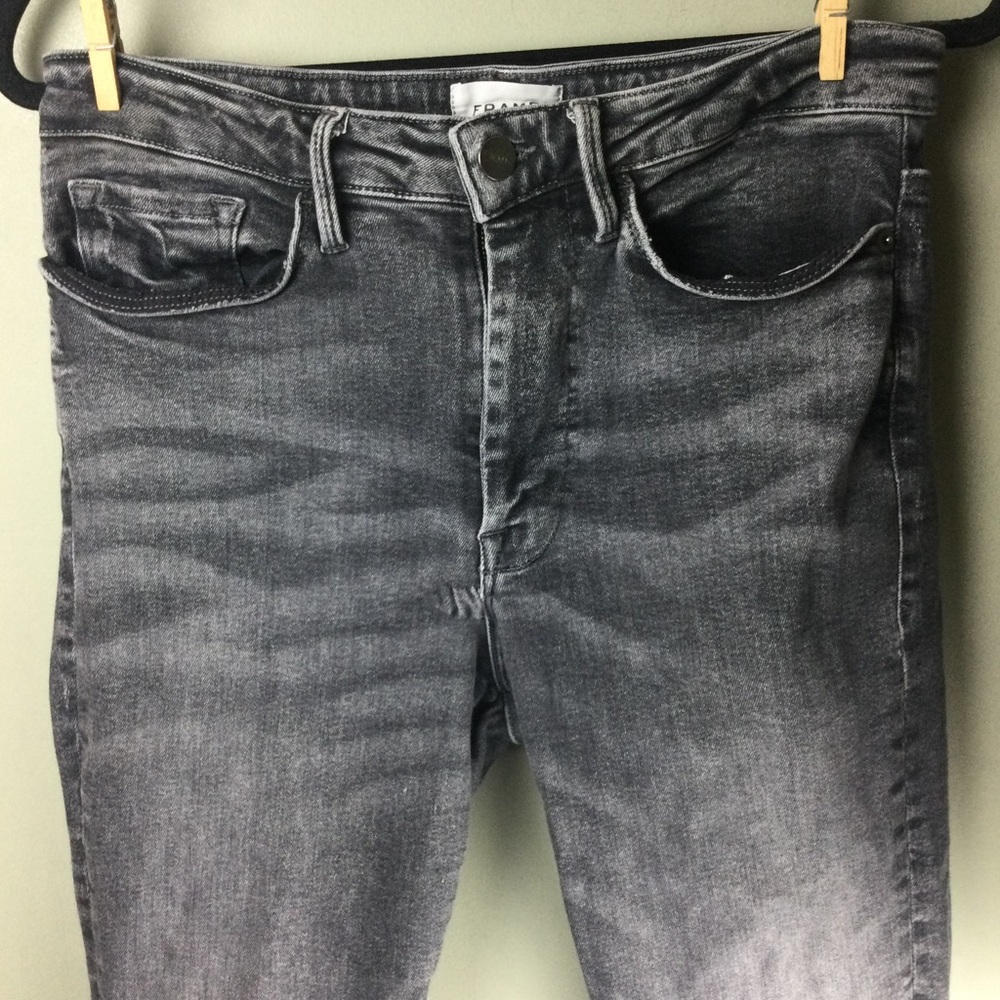 Frame Le One Skinny Crop High Rise Hughes Wash Stretch Jeans Size 2 (29-34) - Picture 5 of 13